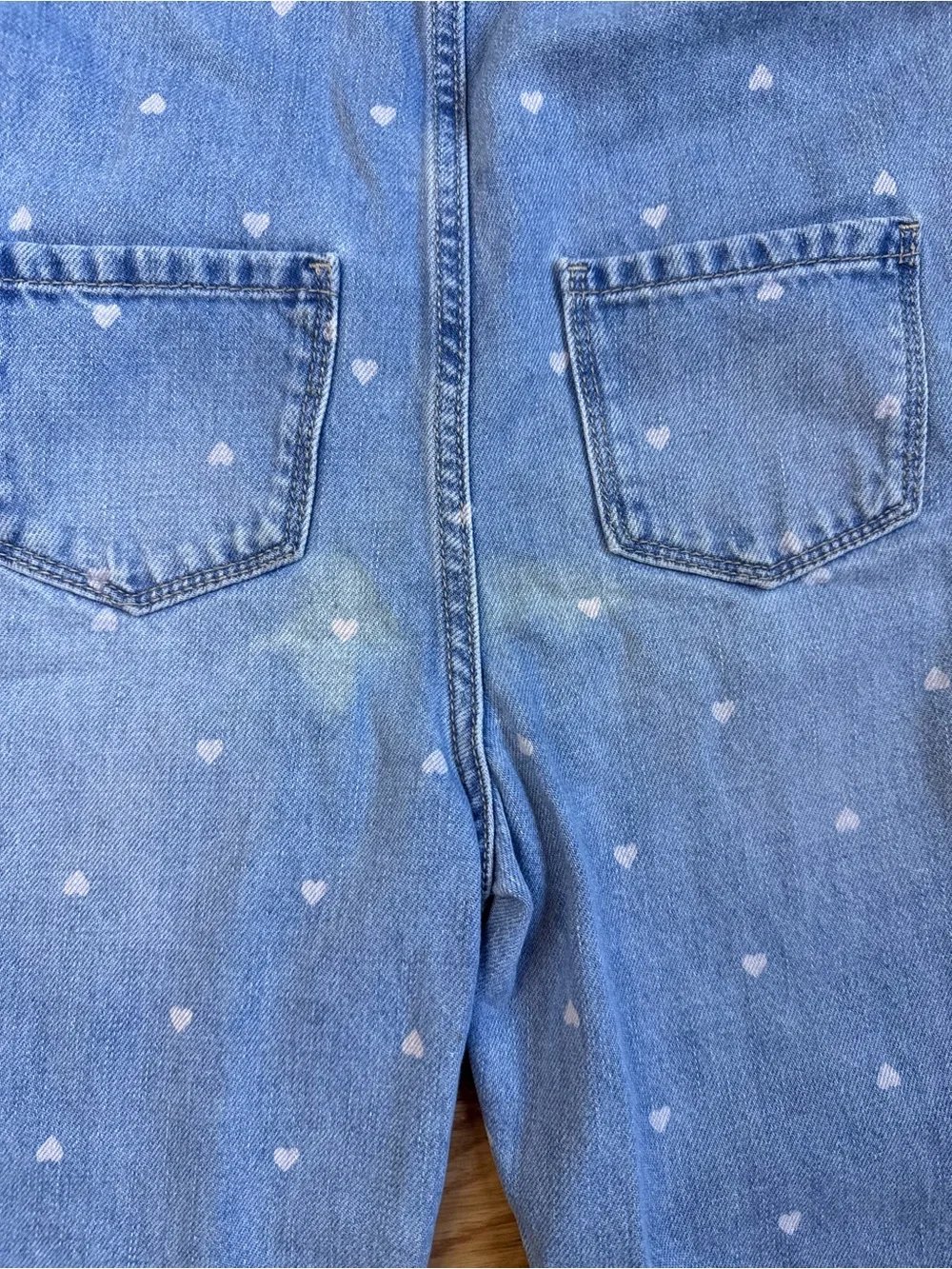 OshKosh B'gosh Light Blue Heart-Print Girls Jeans Overalls